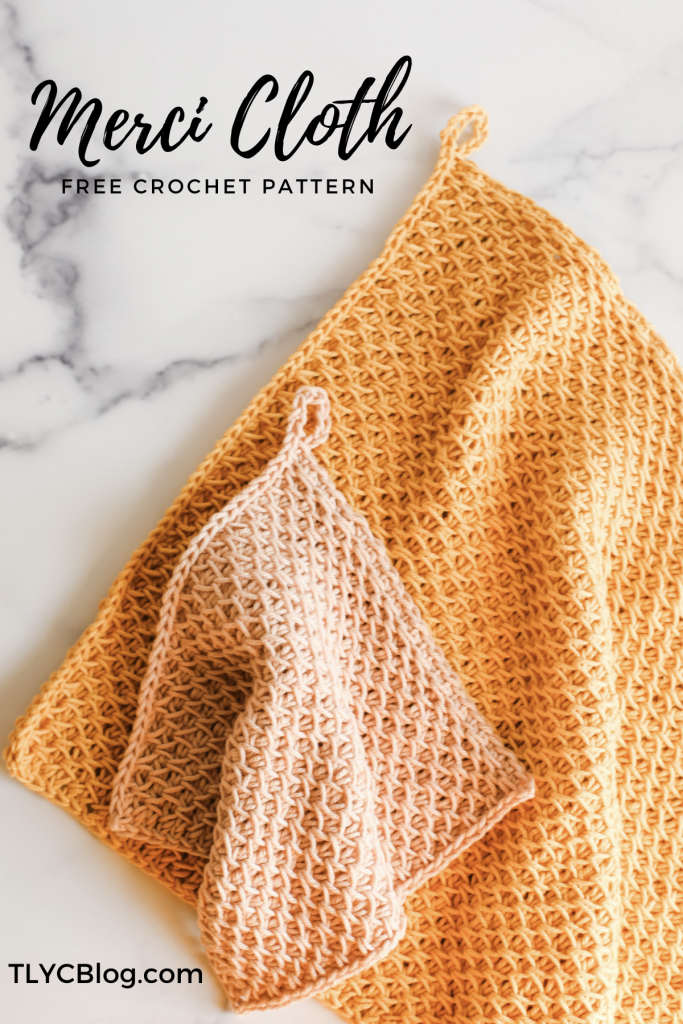Free crochet pattern for Tunisian crochet washcloth and dish towel made with cotton yarn. Beginner friendly with video tutorial. | TLYCBlog.com
